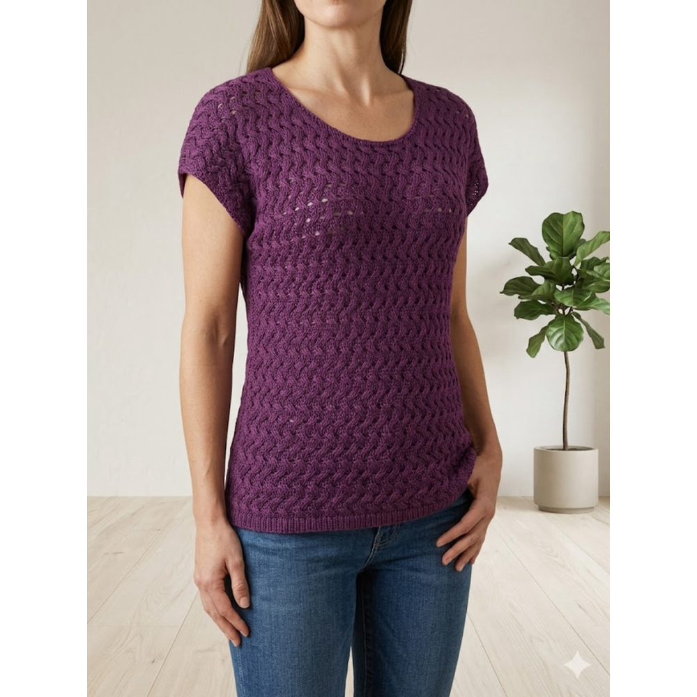 Coldwater Creek Purple Knit Top Boho Minimalist